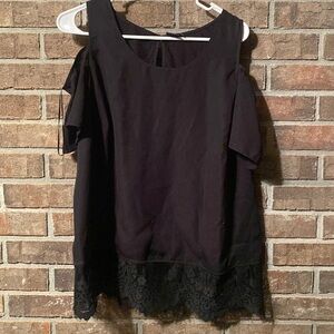 Black lightweight shirt with lace trim by kaari blue
